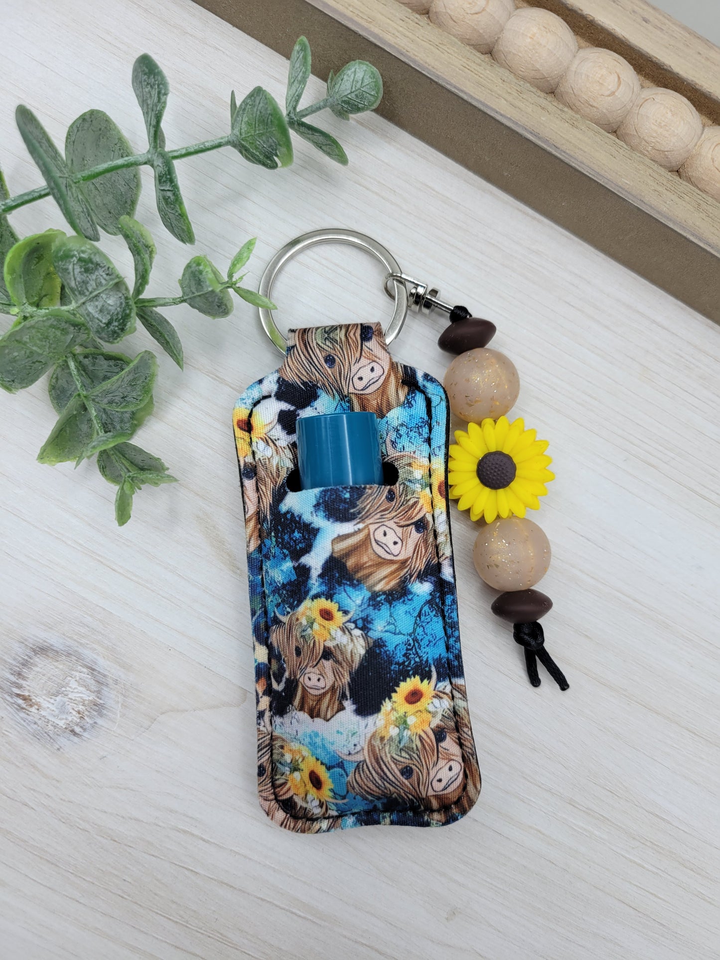 Cow with Sunflowers Chapstick Holder
