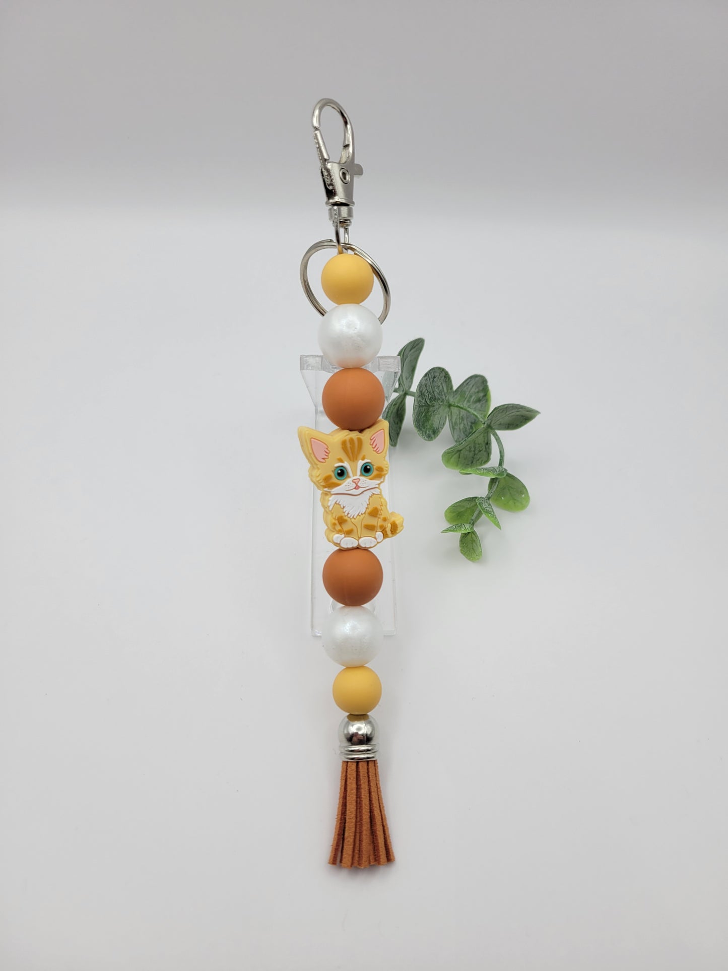 Orange Kitty Tassel Keychain