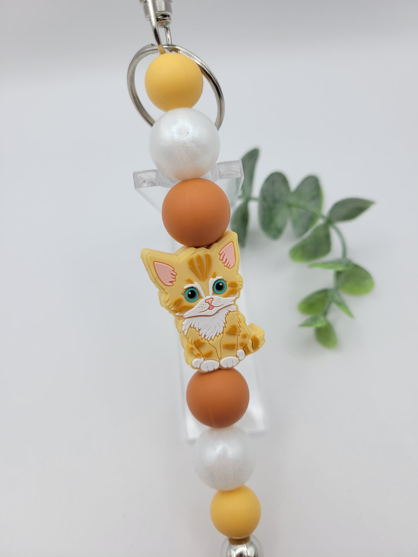 Orange Kitty Tassel Keychain