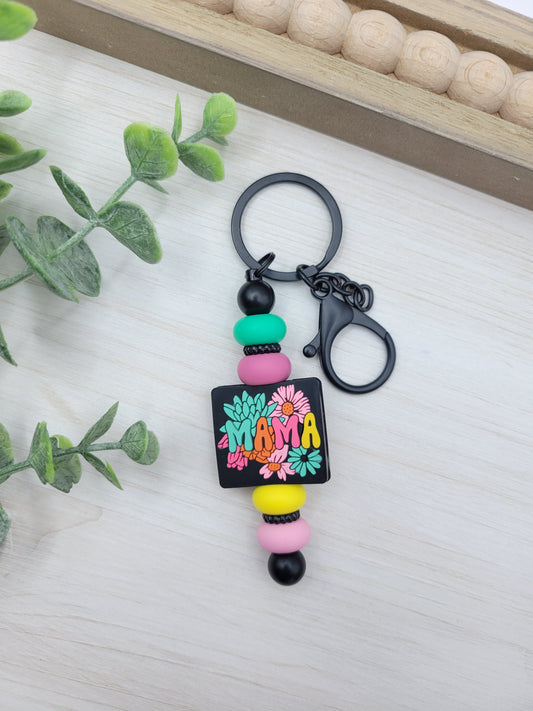 Floral Mama Barbell Keychain