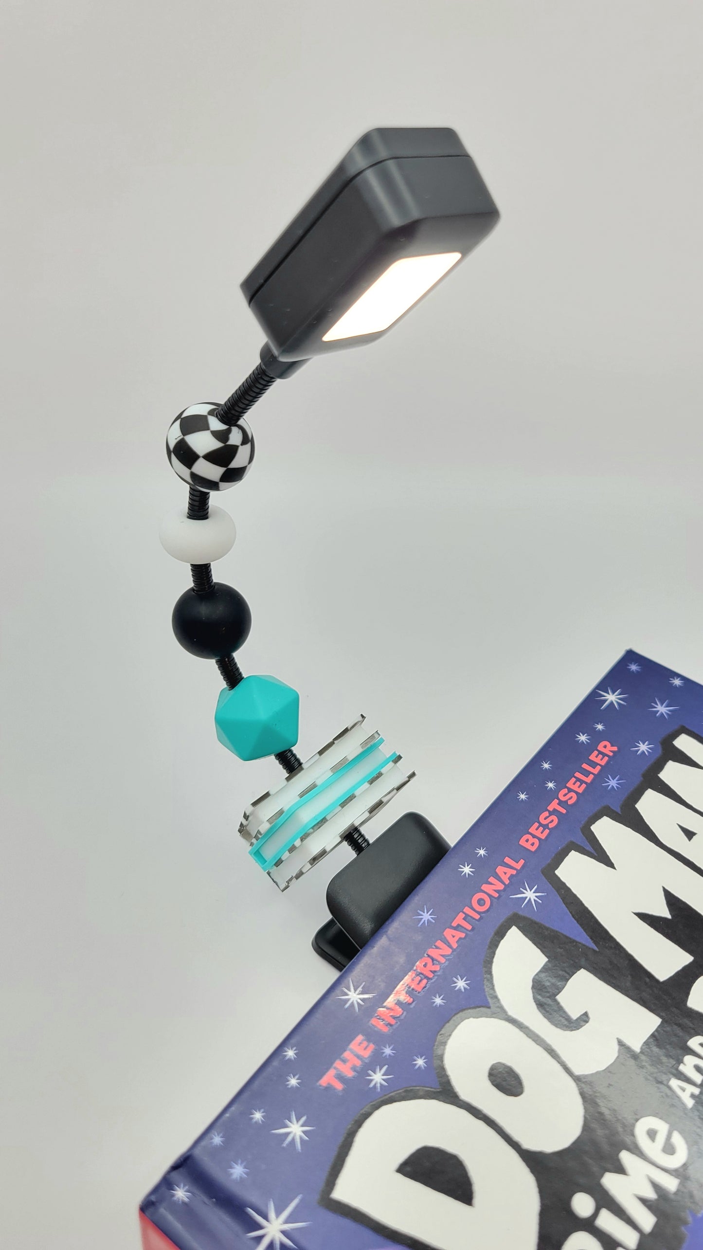 Checkered/Teal Book Stack Reading Light