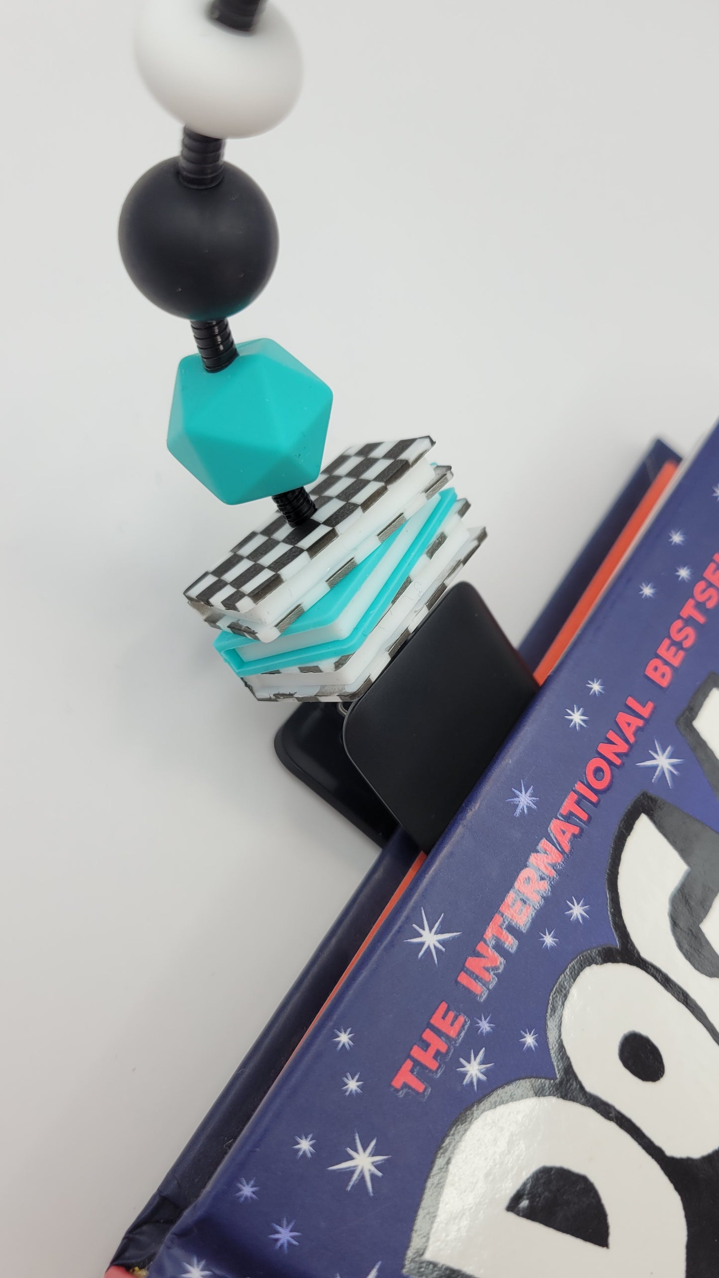Checkered/Teal Book Stack Reading Light
