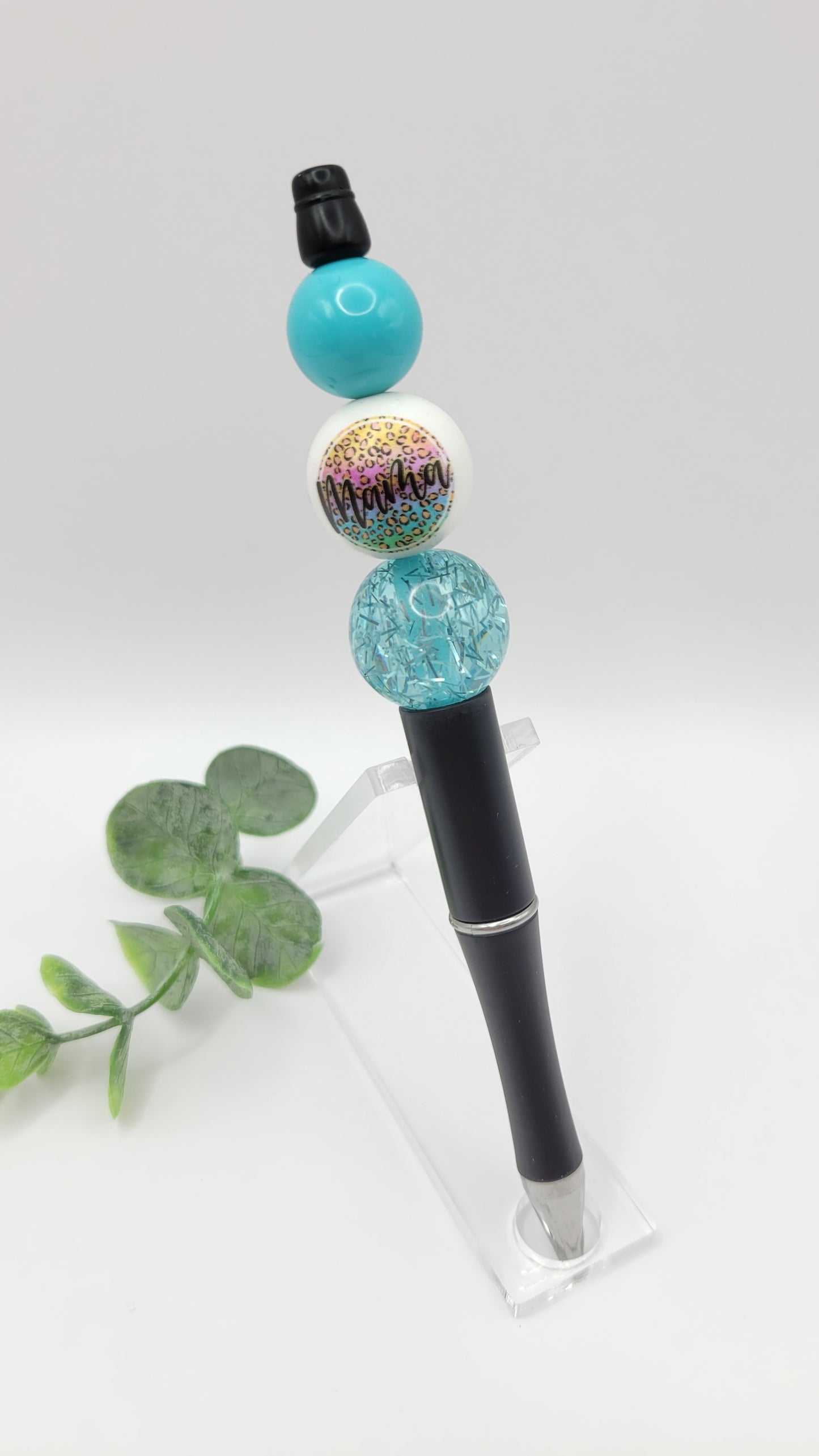 Teal Leopard Mama Pen