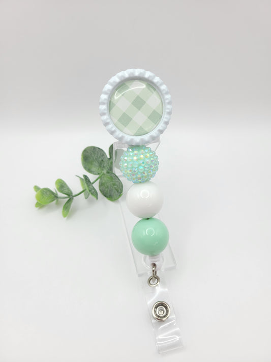 Mint Checkered Badge Reel