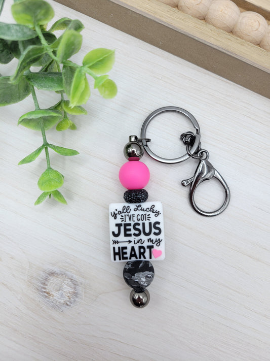 Got Jesus In My Heart Barbell Keychain