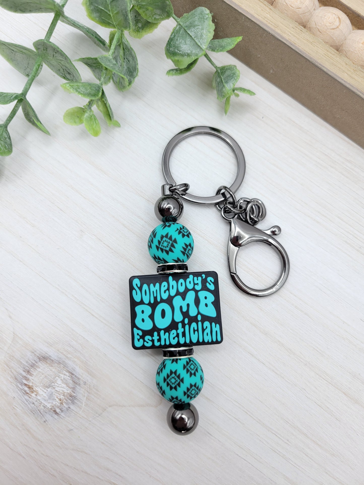 Esthetician Barbell Keychain