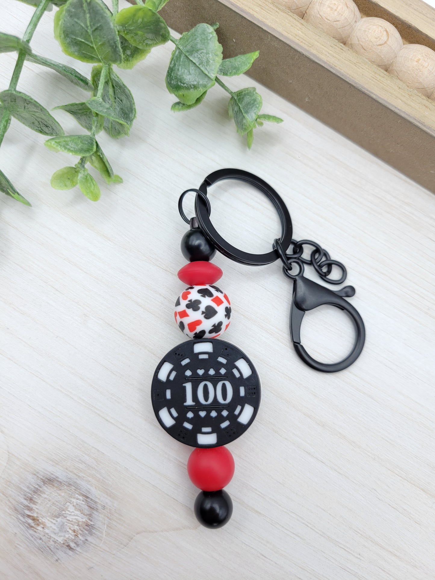 Poker Chip Barbell Keychain