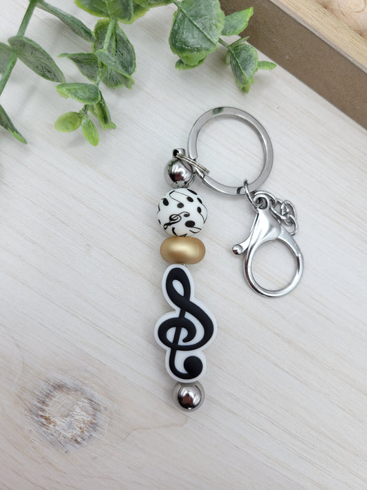 Treble Clef Barbell Keychain (options)