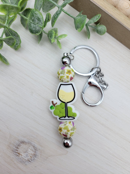 White Wine Barbell Keychain