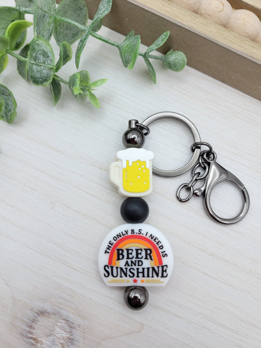 Beer & Sunshine Barbell Keychain