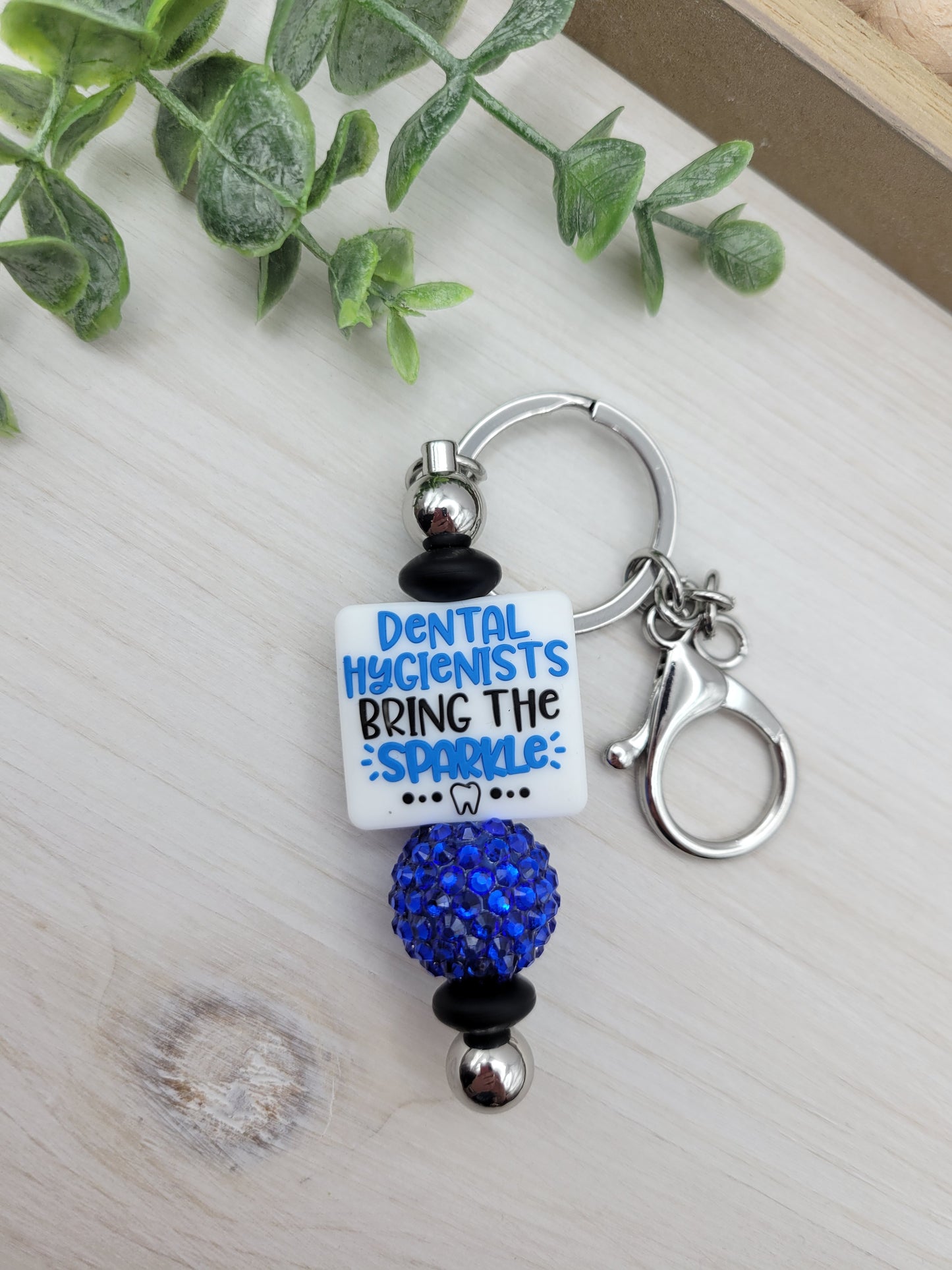 Dental Hygienist Barbell Keychain