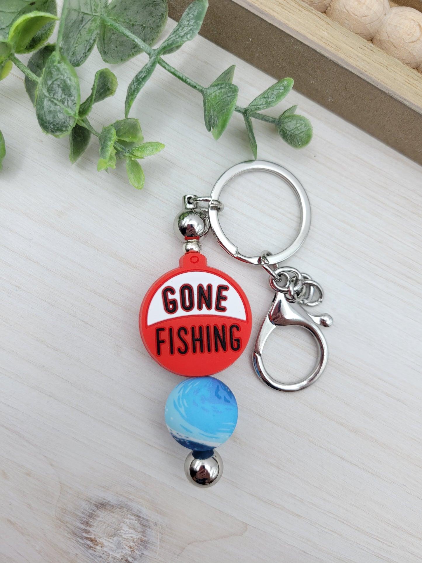 Gone Fishing Barbell Keychain