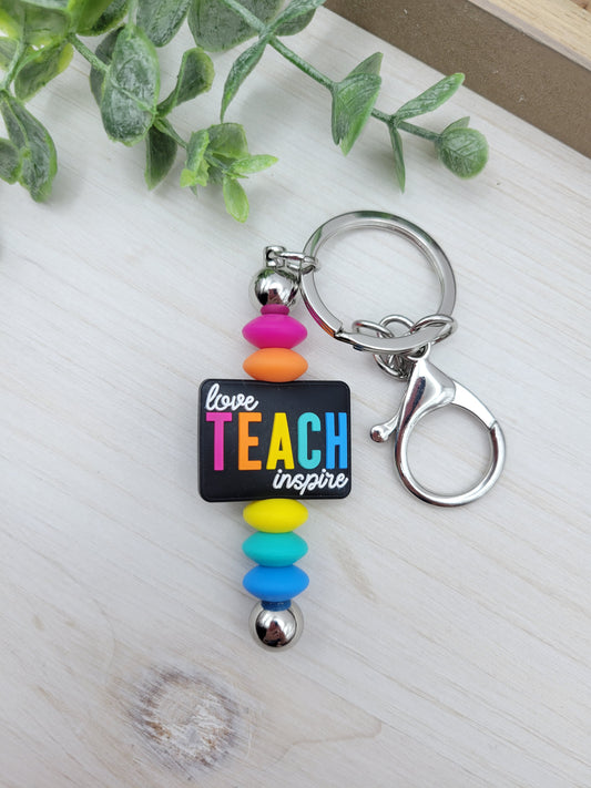 Black Love Teach Inspire Barbell Keychain