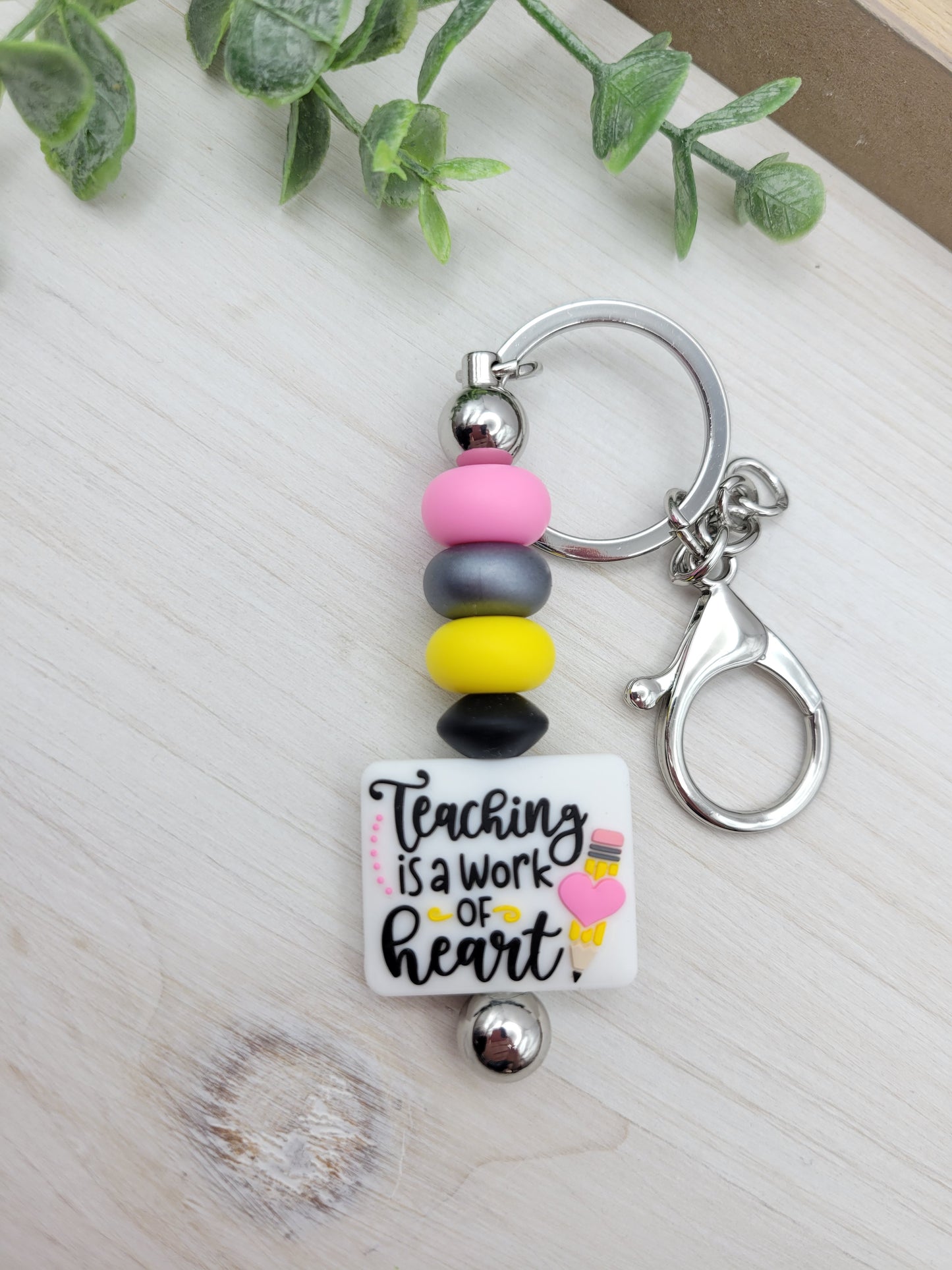 Teaching Work of Heart Barbell Keychain