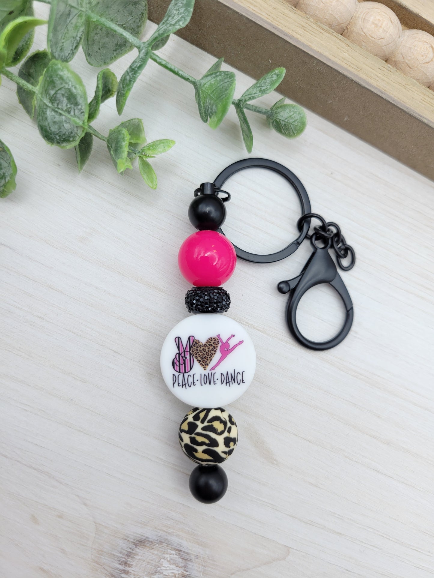 Leopard Dance Barbell Keychain