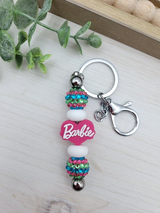 Pink Doll Barbell Keychain