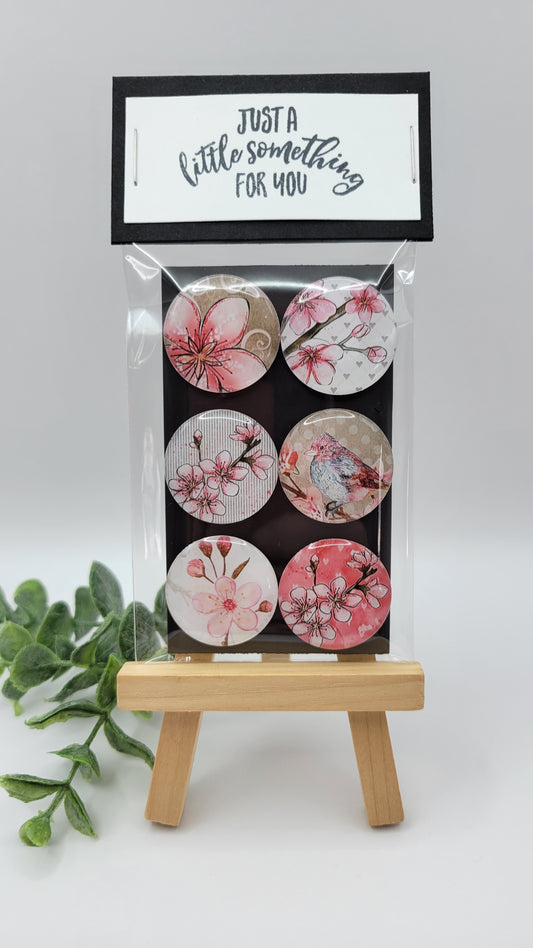 Pink Tree Buds & Birds Magnets