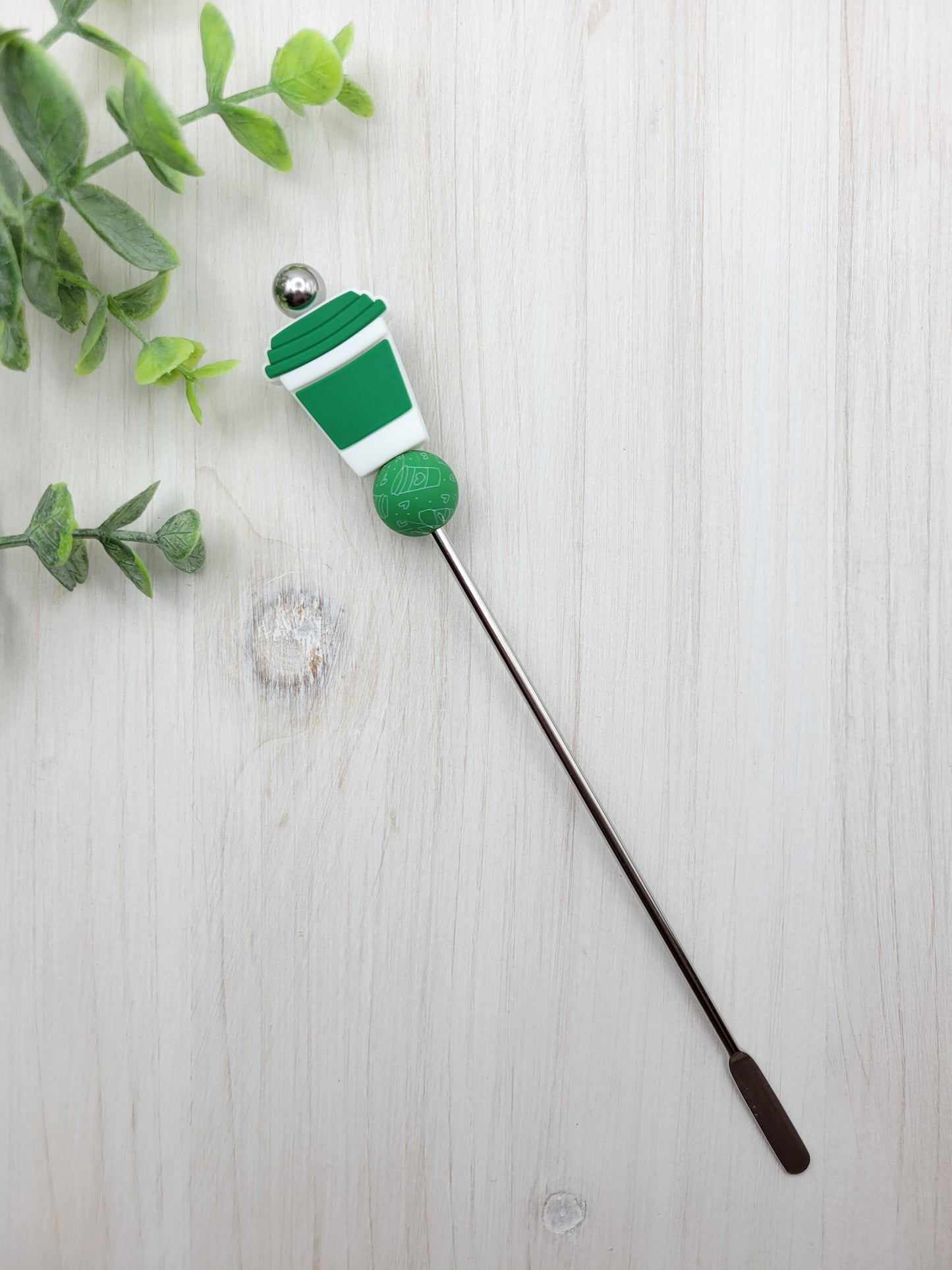 Green Cup Drink Stir Stick