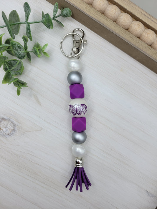 Purple Butterfly Tassel Keychain