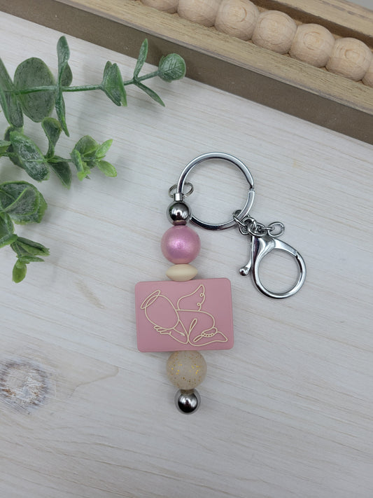 Pink Carried for a Moment Barbell Keychain (double sided)