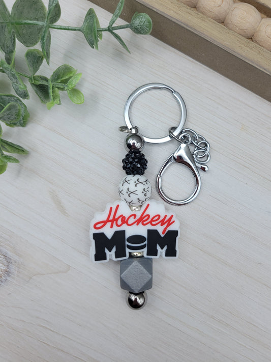 Hockey Mom Barbell Keychain