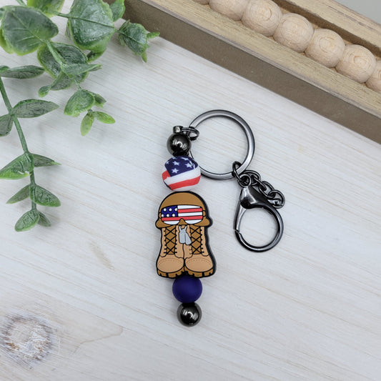 Military Boots Barbell Keychain
