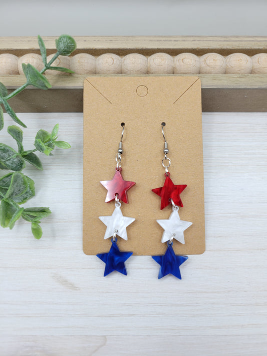USA Star Dangle Acrylic Earrings