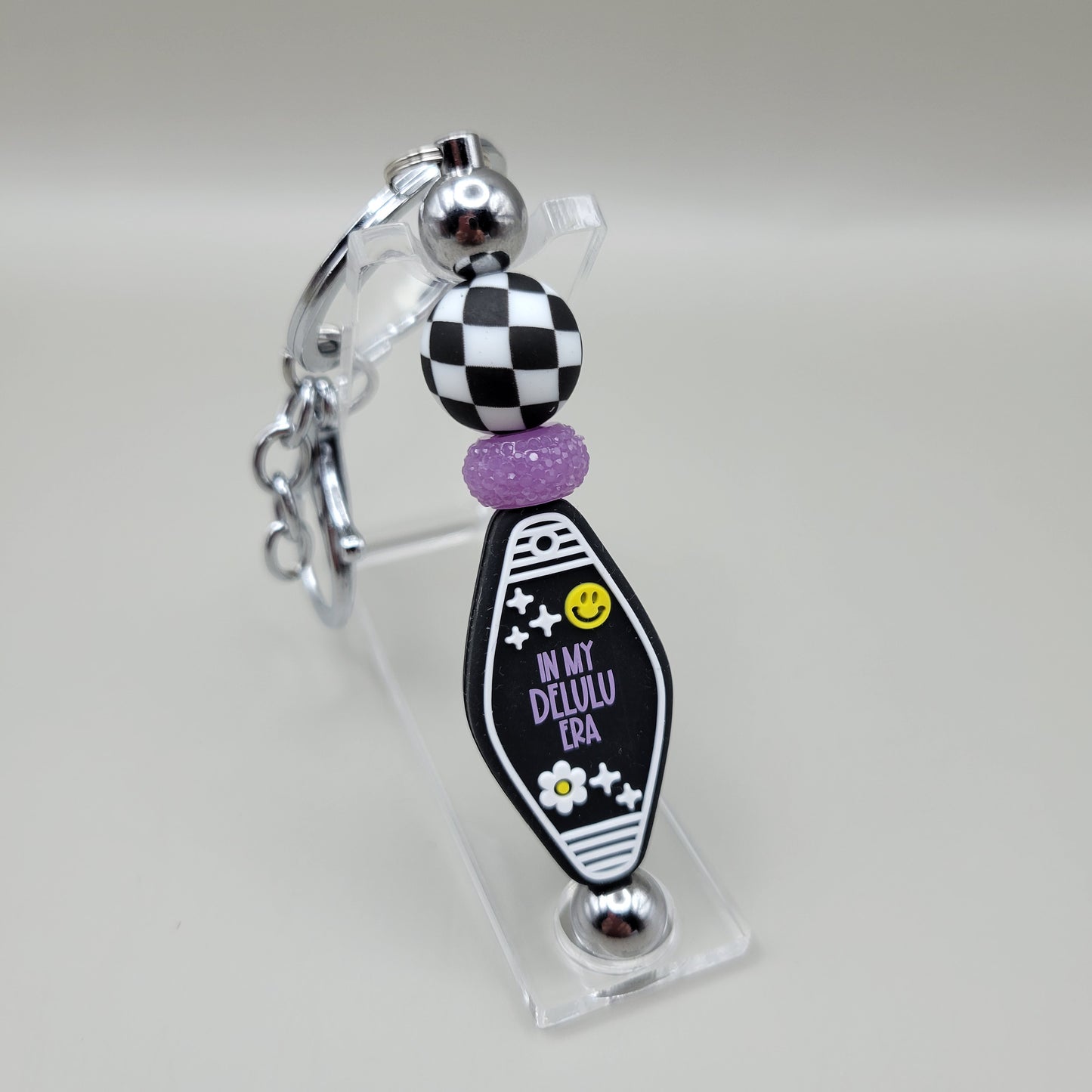 Motel-Style Silver Barbell Keychain (options)