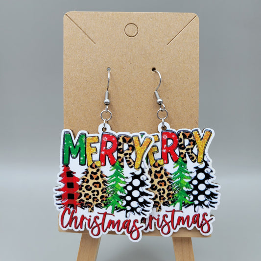 Wooden Christmas Trees Earrings