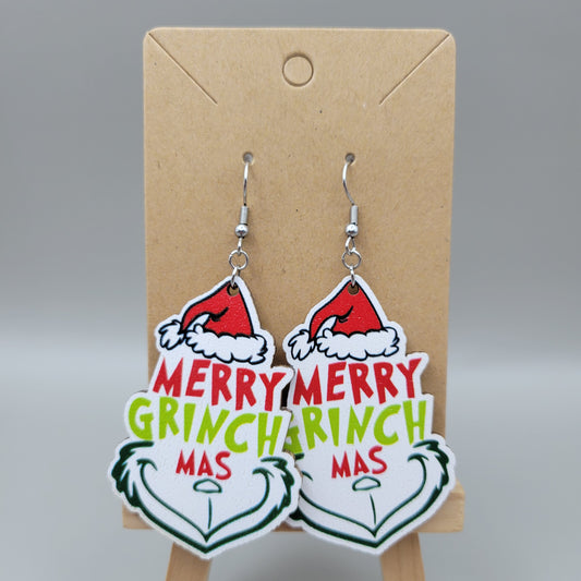 Wooden Grinchmas Earrings
