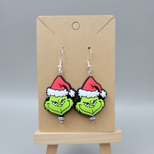 Grinch Santa Earrings