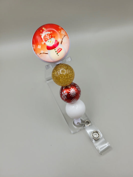 Red Snowman Badge Reel