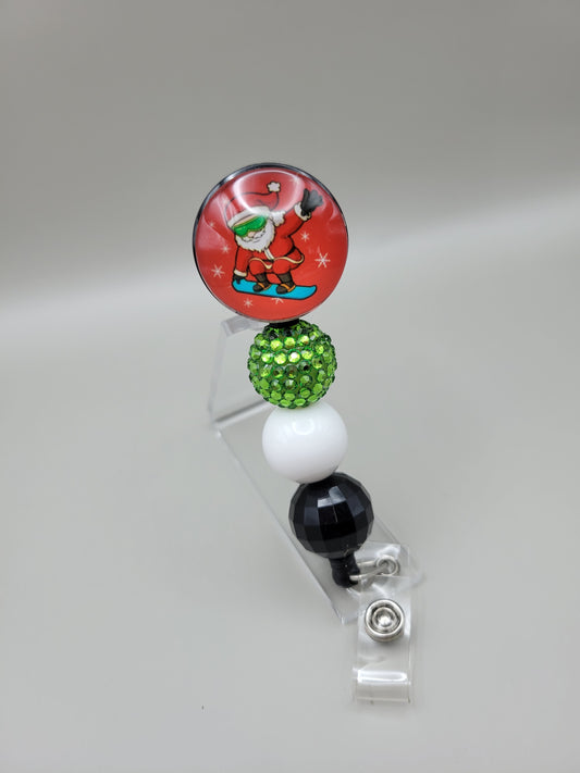 Snowboarding Santa Badge Reel