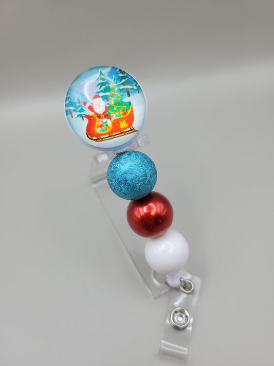 Santa Sleigh Badge Reel