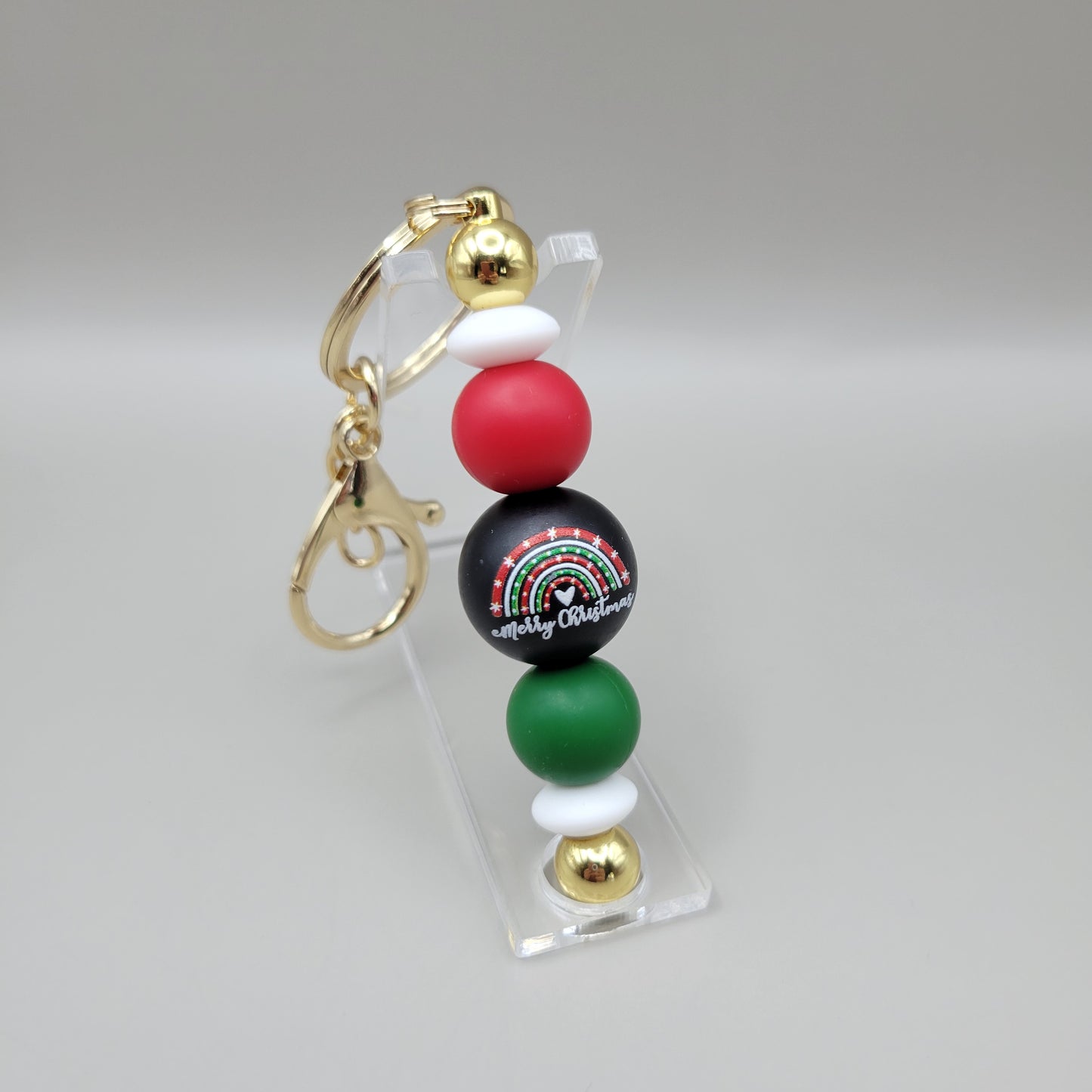 Christmas Rainbow Barbell Keychain