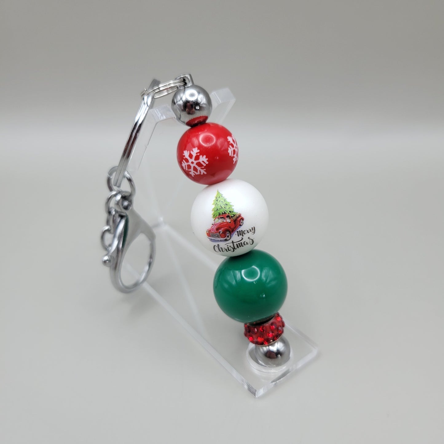 Christmas Truck Barbell Keychain