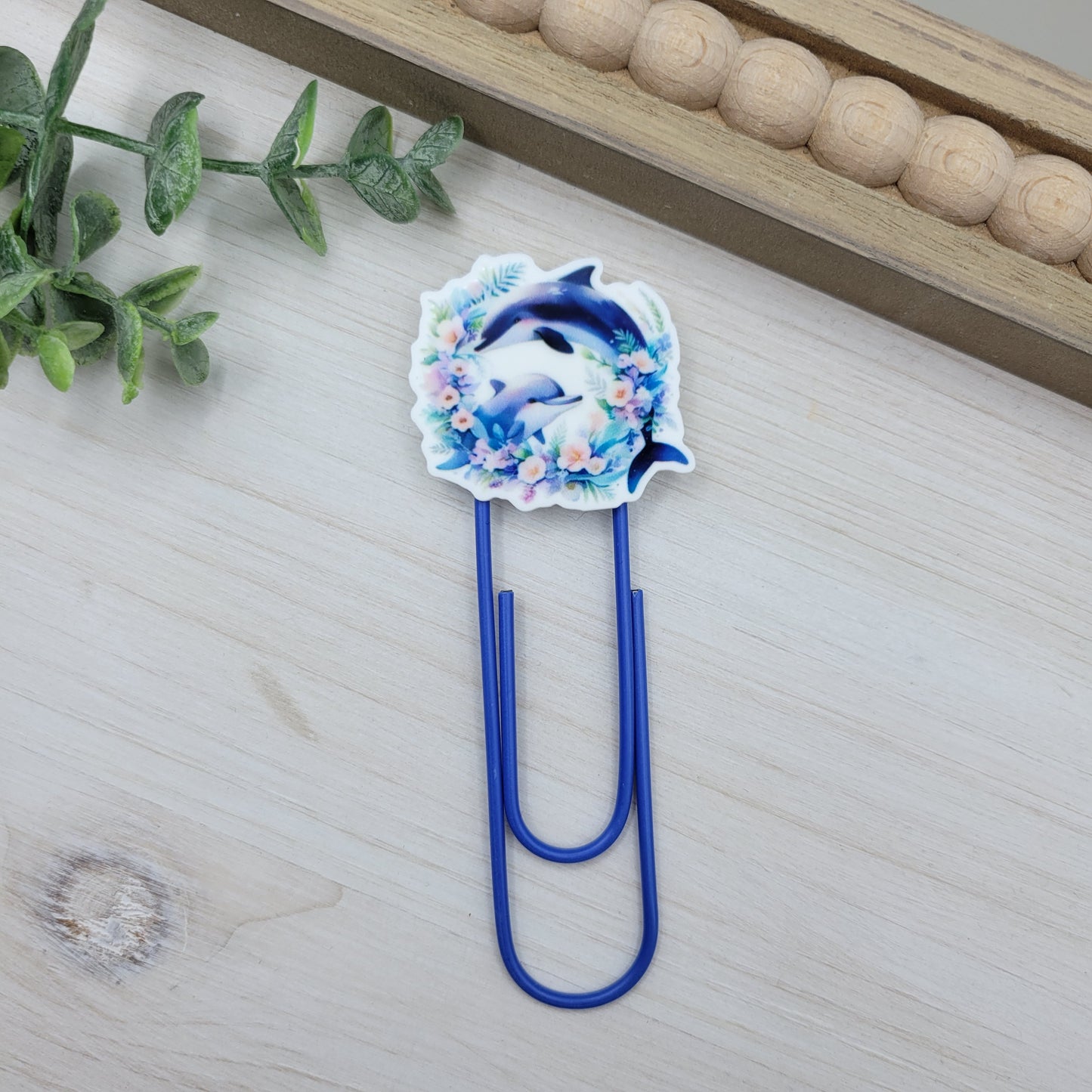 Floral Dolphin Jumbo Paperclip