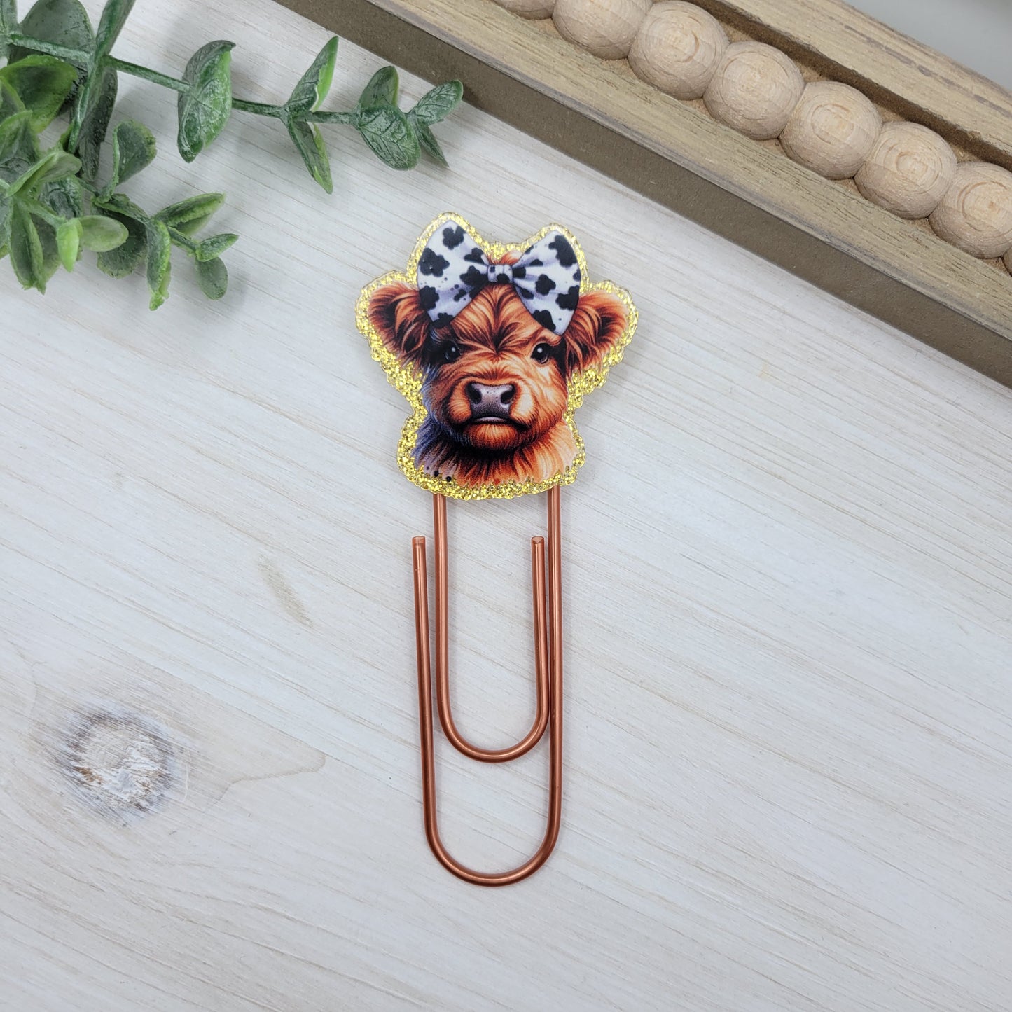 Gold Glitter Cow Jumbo Paperclip