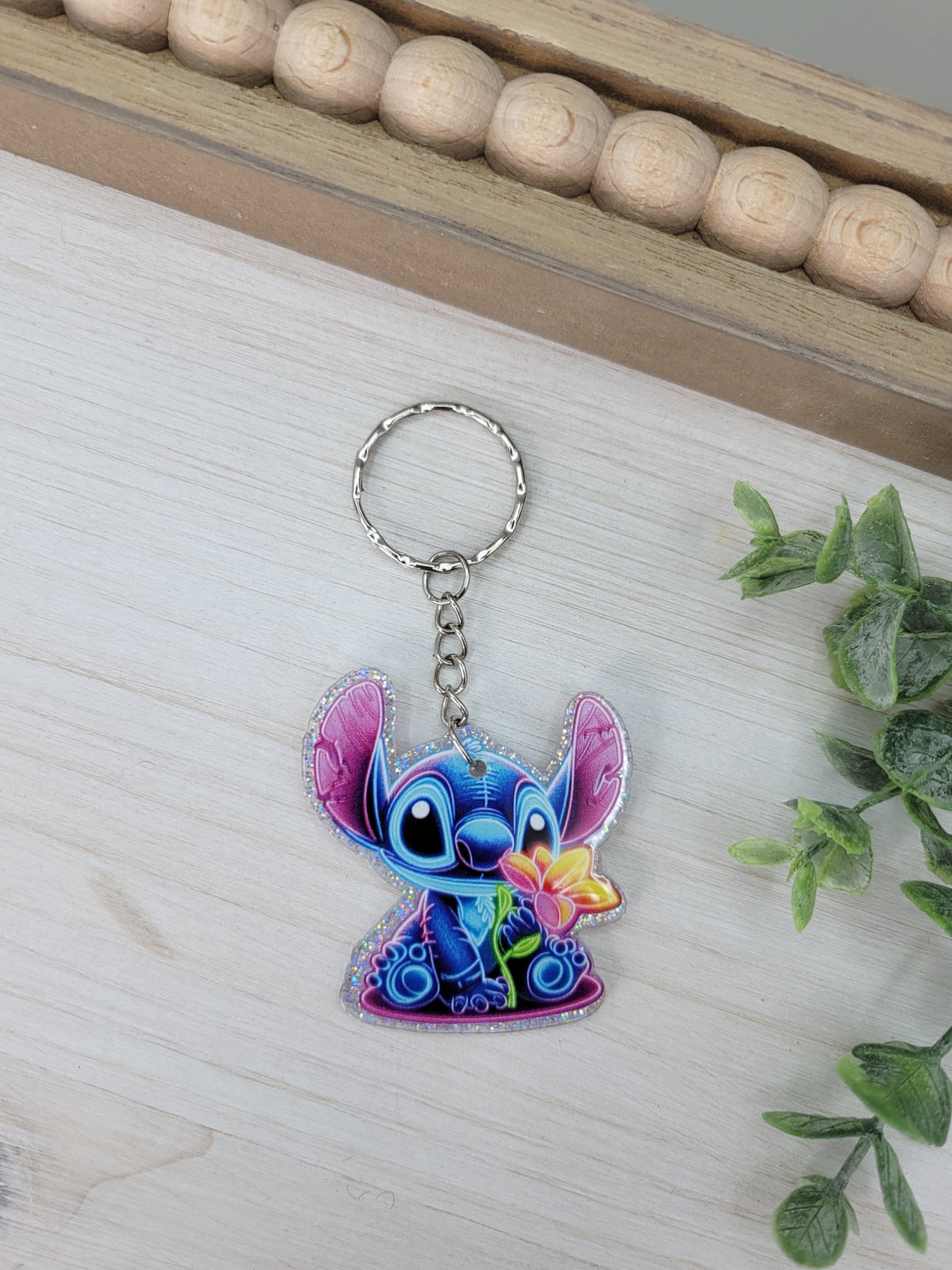 Blue Alien Neon Keychain Charm