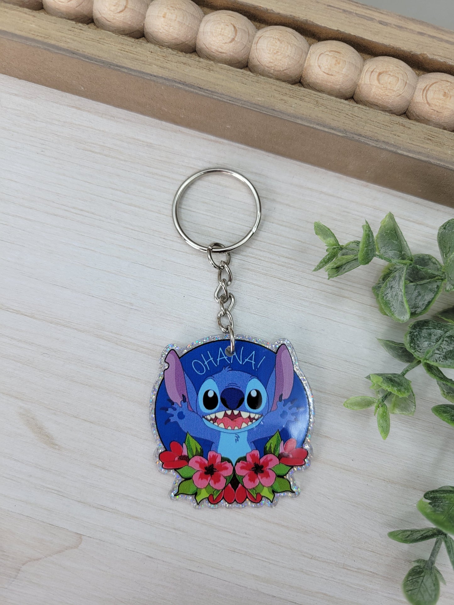 Blue Alien Ohana Keychain Charm