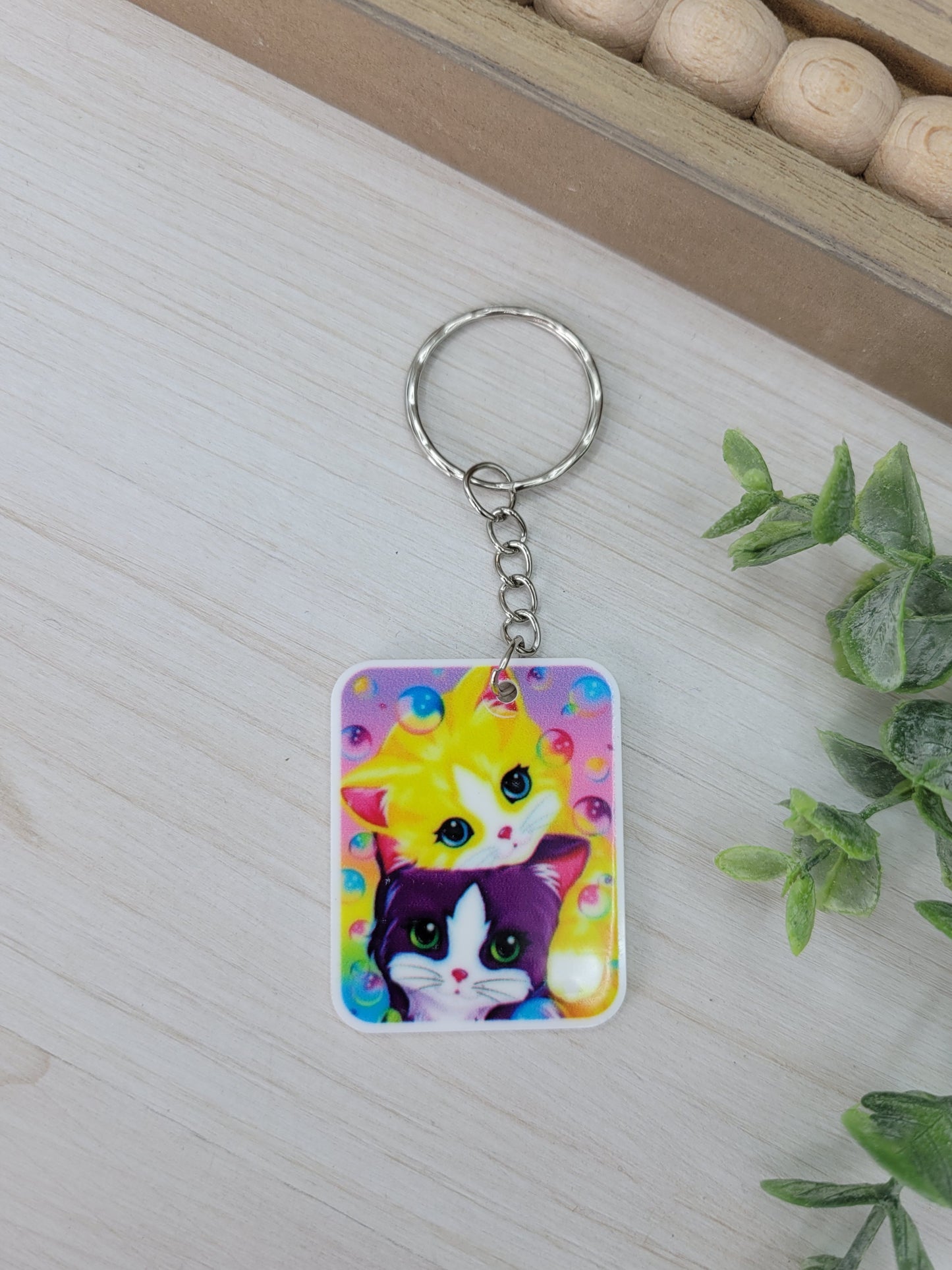 Colorful Kitties Keychain Charm