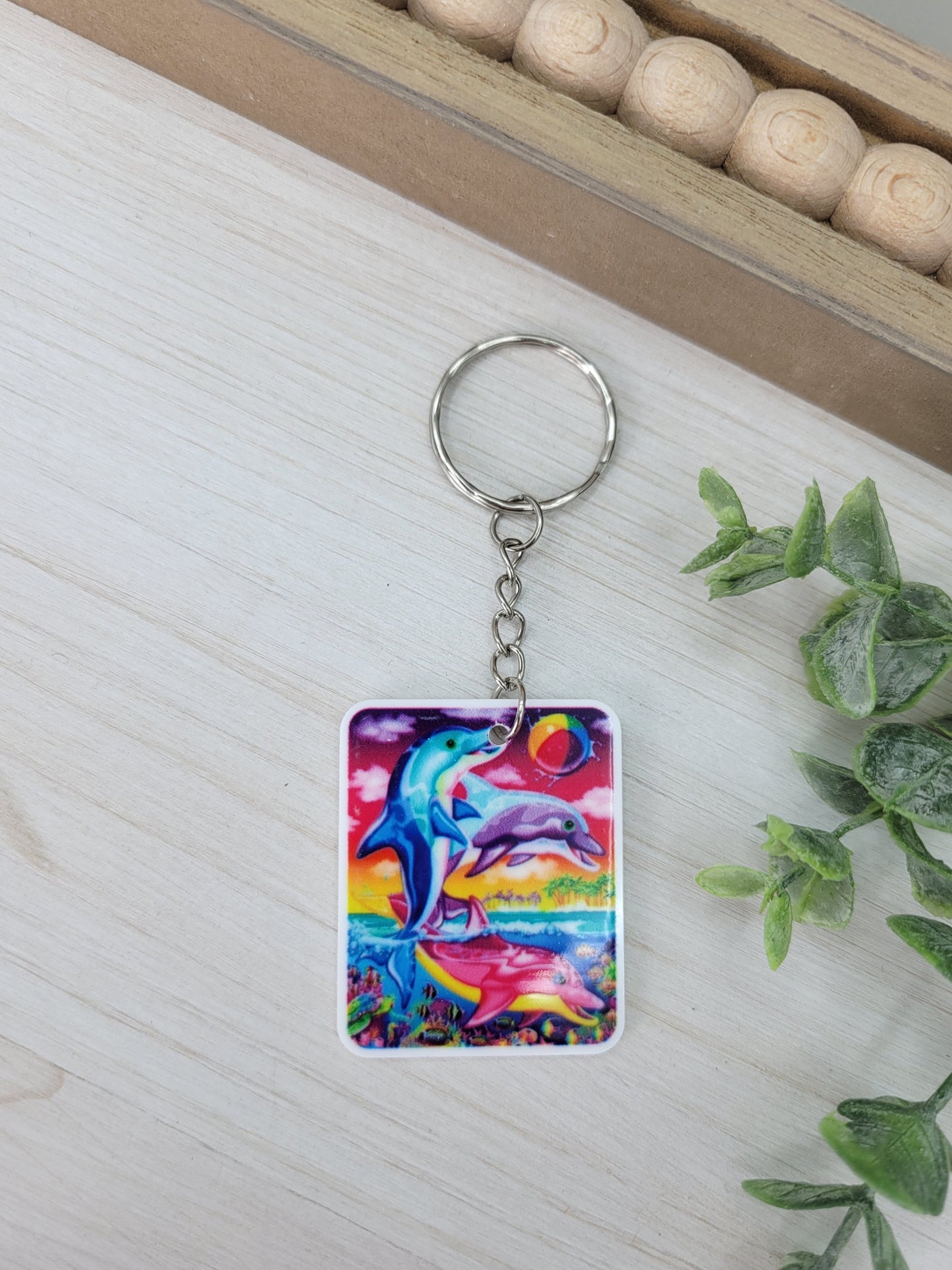 Colorful Dolphins Keychain Charm