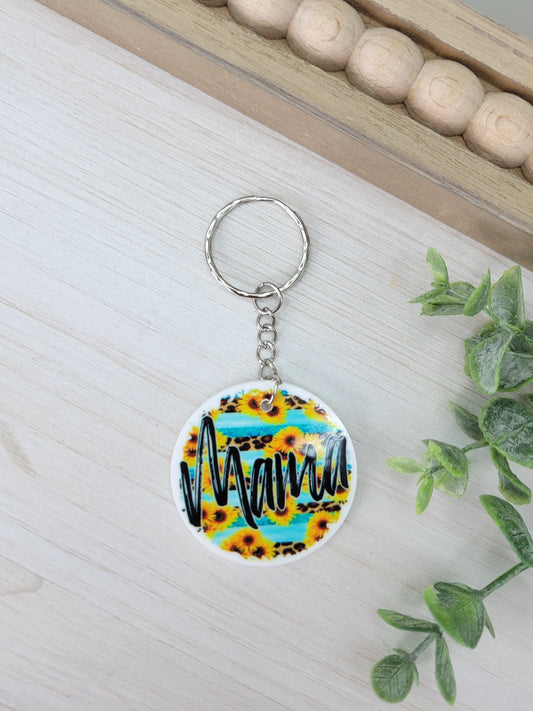 Sunflower Mama Keychain Charm