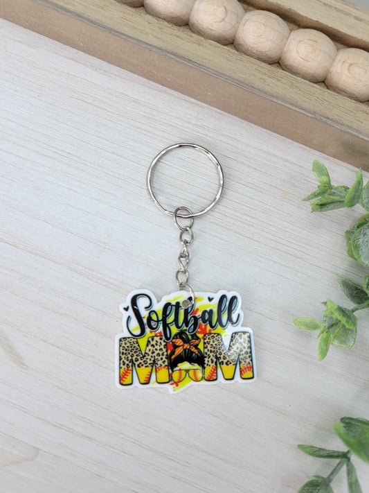 Softball Mom Keychain Charm