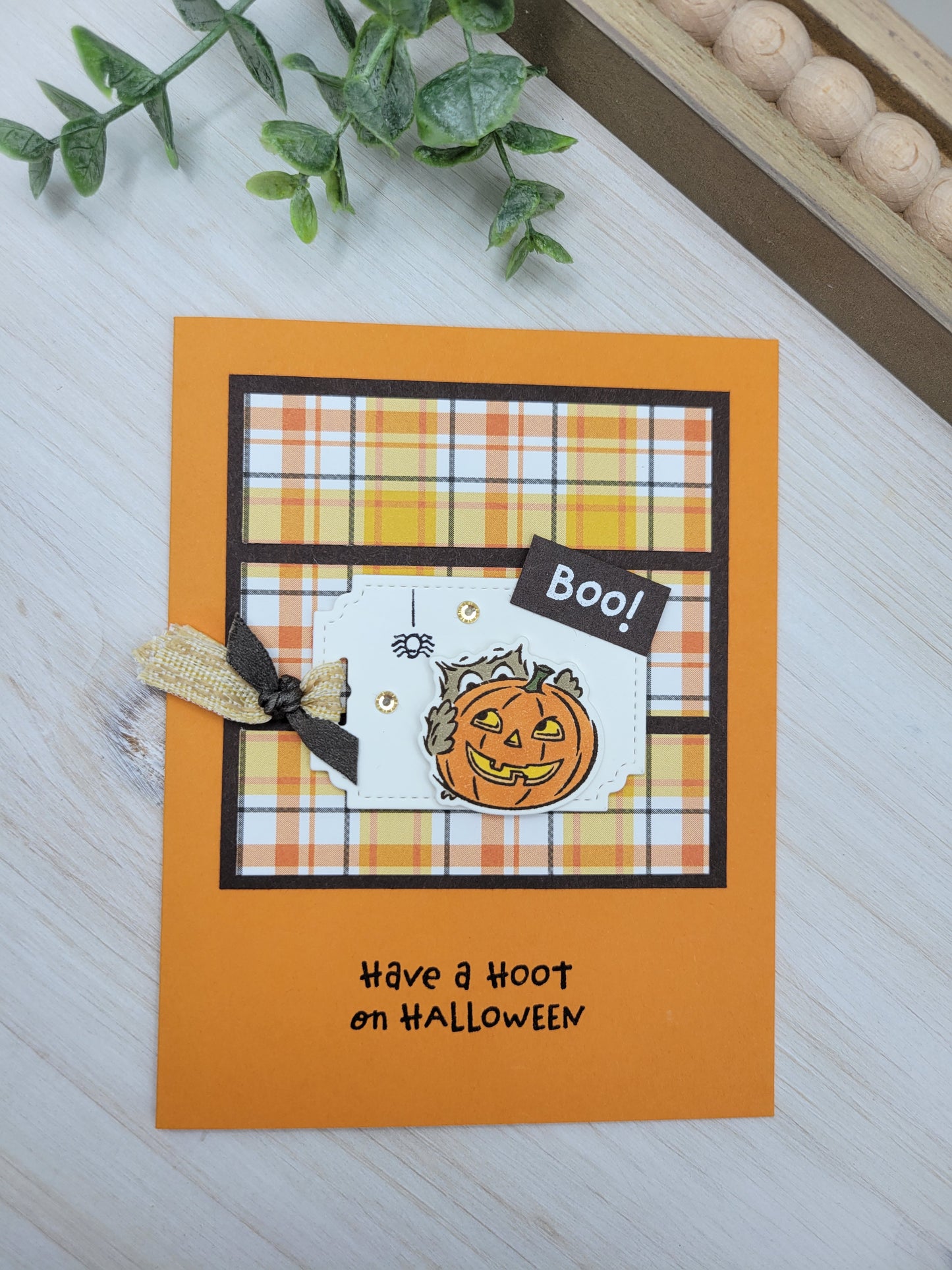 Plaid Pumpkin Halloween Greeting Card