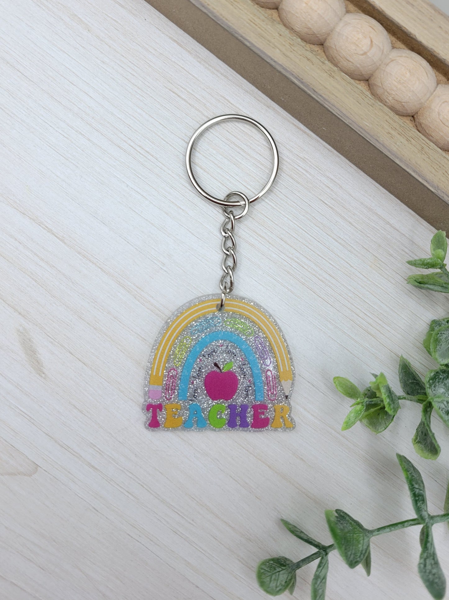 Glitter Teacher Keychain Charm