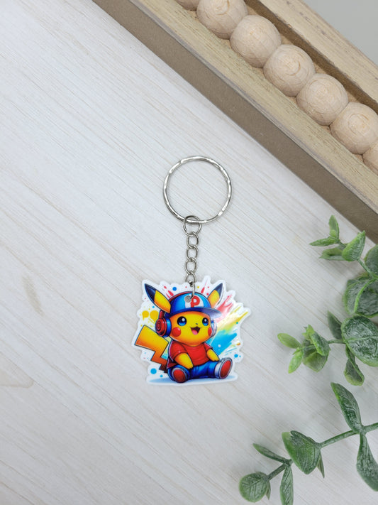 Pika with Headphones Keychain Charm