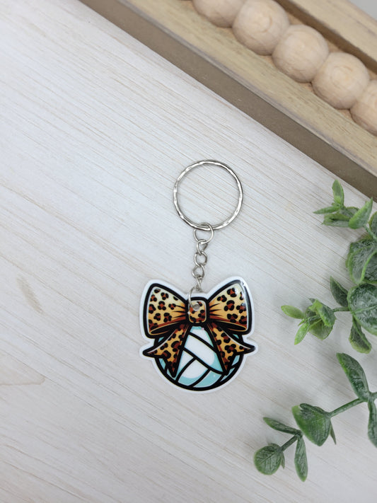 Volleyball Bow Keychain Charm