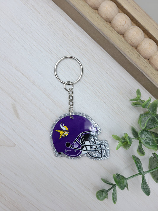 Glitter MN Football Helmet Keychain Charm