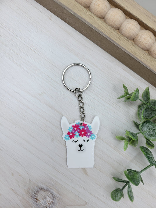 Llama Head Keychain Charm